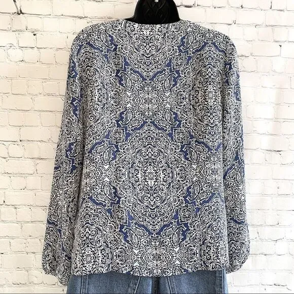 laundry by shelli segal blue white paisley top size XS - Picture 8 of 10